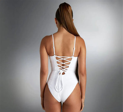 Solid Color One-Piece Backless Swimsuit Bikini