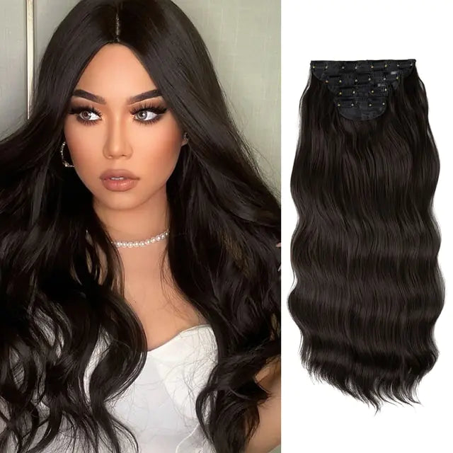 Synthetic Long Wavy Clip Hair Extensions